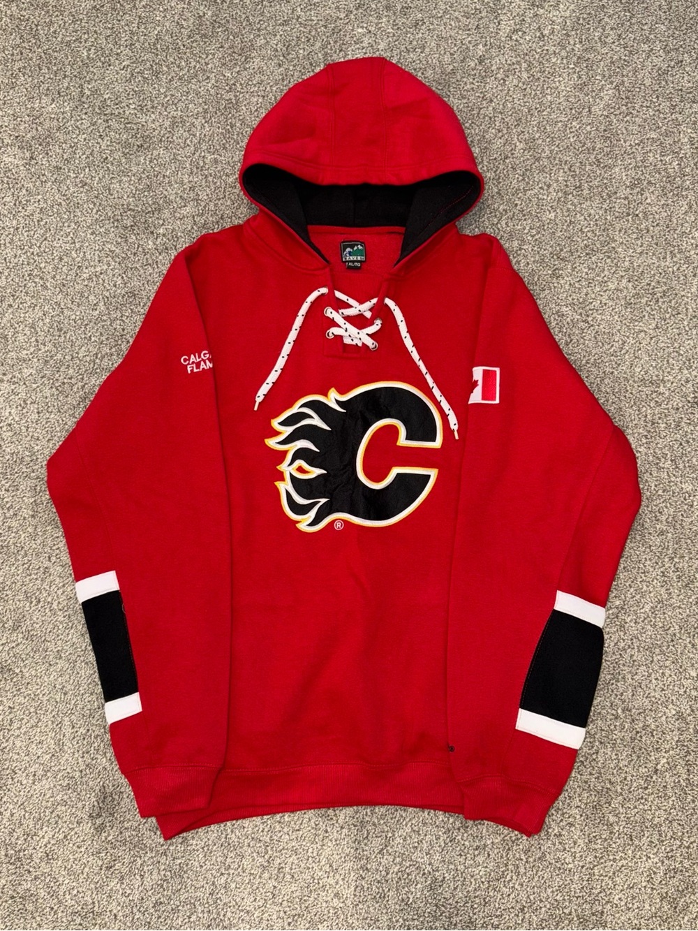 Calgary Flames Waves Tag Red Lace-Up Hoodie